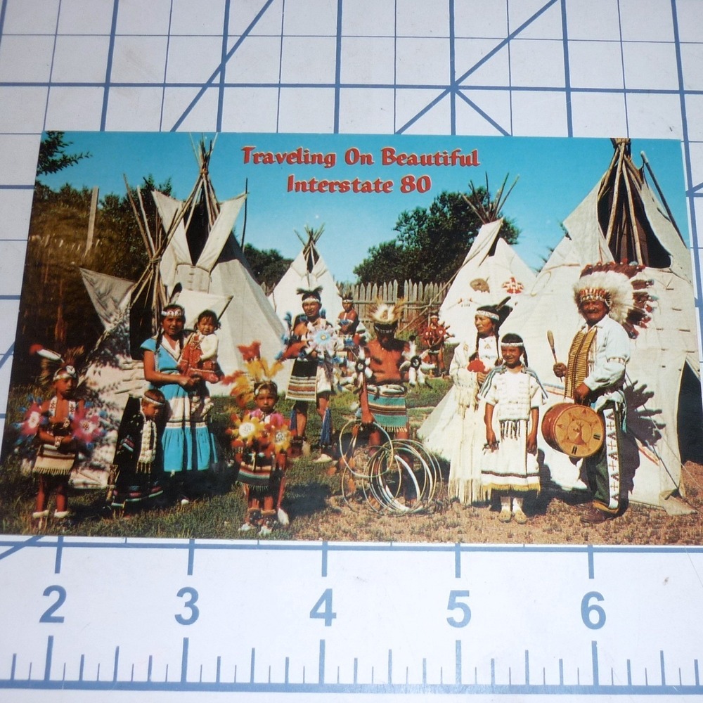 Vtg Sioux Indian Village Postcardโ Ogallala Nebraska Interstate 80 Chief Sioux